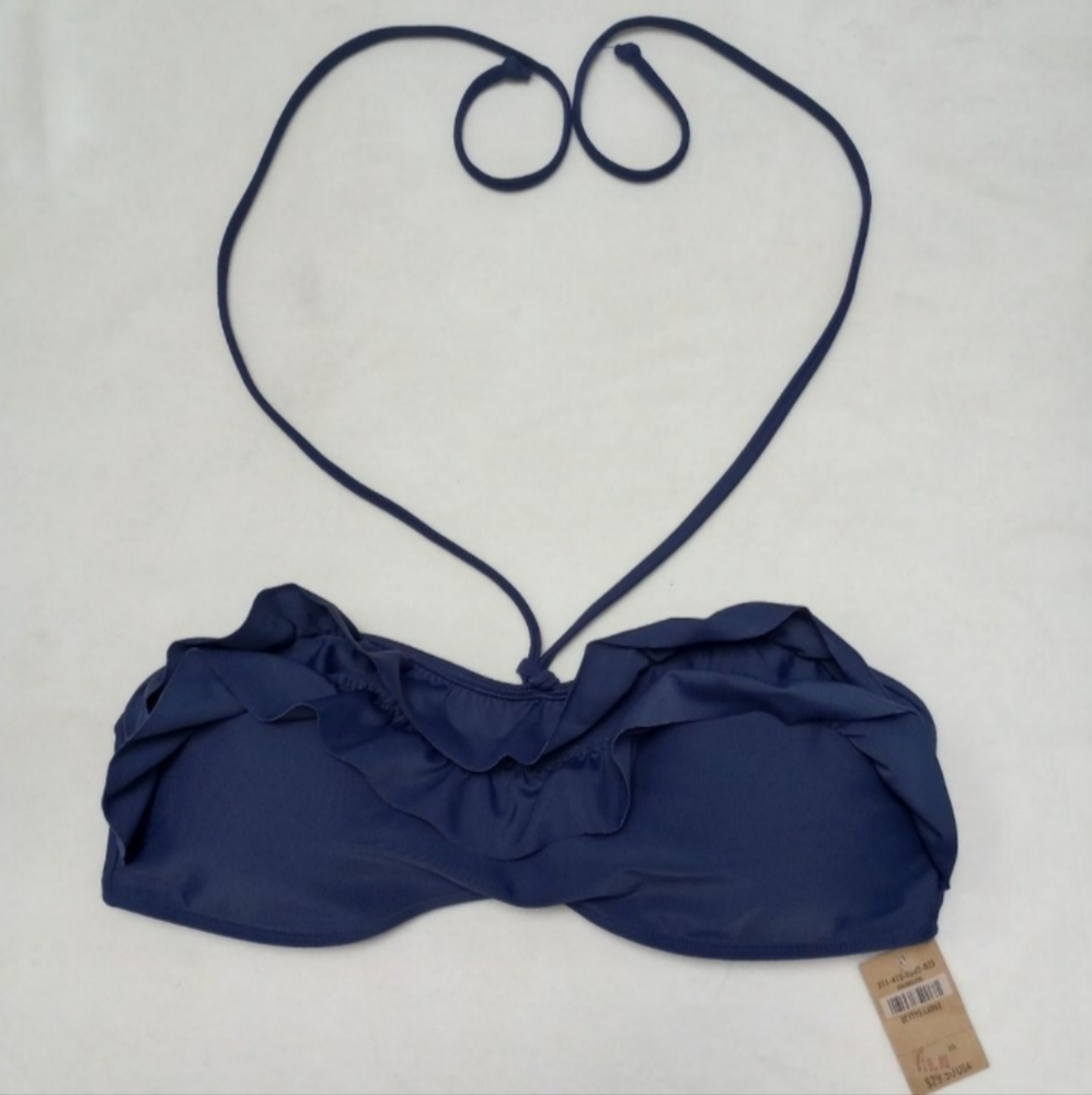 NWT Hollister Betty's Navy Ruffle Bikini Top, size Large